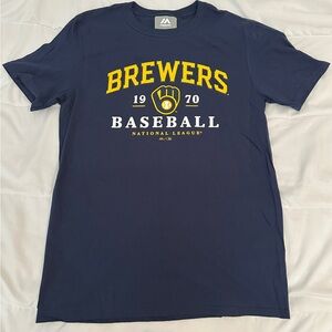 Majestic Blue Brewers Baseball Tee